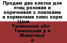Продам две клетки для птиц розовая и коричневая с поилками и кормилами плюс корм › Цена ­ 400-650 - Тюменская обл., Тюменский р-н Животные и растения » Птицы   